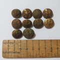 British military brass buttons - Lot of 10 - All from different makers
