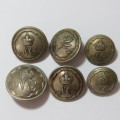 Natal Carbineers Buttons - Pre 1934 - Lot of 6 buttons - 1 Large, 3 medium and 2 small