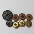SA Medical Corps buttons WW2 and earlier large and small Bakelite - 3 Small brass - 3 Small brown