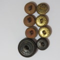 SA Medical Corps buttons WW2 and earlier large and small Bakelite - 3 Small brass - 3 Small brown
