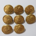 South African Navy - Lot of 8 buttons made by Metal Art, Pretoria