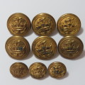 Merchant Navy buttons - Lot of 9 by Buttons Ltd - 6 Uniform and 3 pocket