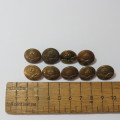 South African Air force buttons smaller size - Lot of 9 different makers/periods - Very hard to get