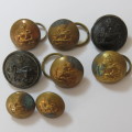 Rhodesia military buttons - 2  small, 4 medium and 2 Bakelite - All with King`s crown