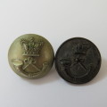 Royal Green Jackets - Pair of buttons white metal and composite