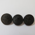 General Post Office Bakelite buttons - King`s crown lot of 3