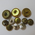 South African police lot of 11 buttons - 3 Medium brass - 3 Small brass - 5 Small white metal