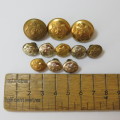 South African police lot of 11 buttons - 3 Medium brass - 3 Small brass - 5 Small white metal