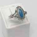 Vintage Sterling silver ring with turquoise - weighs 2.3g - size M1/2