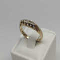 18kt Gold ring with 5 small diamonds - weighs 3.0grams- size M 1/2