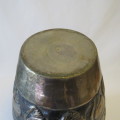 Vintage yellow copper (brass) pot with seashells - Height 34 cm