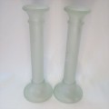 Pair of vintage glass candle holders
