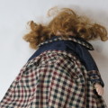 Porcelain doll with checked skirt and jean jacket - 40 cm High