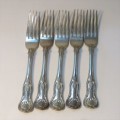 Lot of 5 forks antique with eagle over leopard marks - Unknown - Silverplate