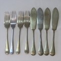 Lot of 8 vintage fish knives and forks
