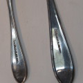 Seranco silverplate 6 pudding spoons with dishing up spoon in original (damaged) box