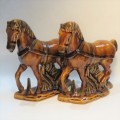 Pair of brown porcelain horses