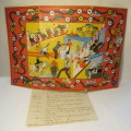 Antique German Fahrmarktspiel game with handwritten rules - Size 29 x 44 cm