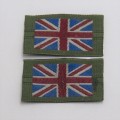 Pair of British Army Union Jack flag uniform badges