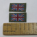 Pair of British Army Union Jack flag uniform badges