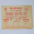 1987 Ellispark Currie Cup final ticket - Some damage