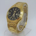 Seiko 5 Automatic mens watch with black dial - Gold tone - 7S26-02H0 - Excellent condition