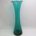 Vintage green crackled glass flower vase