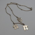 Vintage goldplated necklace with peanuts characters plus extra silver color necklace - Length 19 cm