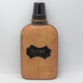 Vintage `Peine` glass hipflask with leather cladding
