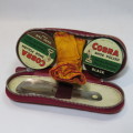 Vintage Cobra shoe polish kit - 2 Tins of polish in zip top holder - Unusual and scarce