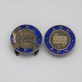 Pair of SA Railway and Harbour ASA-APU button badges - Weighs 12,1 g