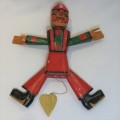 Vintage Pinocchio wooden figure with pull string - Broken thumb