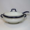 Antique Royal Doulton Belmont Cobalt Blue serving dish with lid