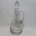 Vintage Czechoslovakian cut glass vinegar/olive oil jug with lid