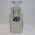 Beautiful square decanter with lid and GIN metal label