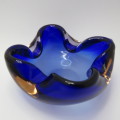 Blue Murano glass ashtray - Small chip