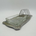 Vintage toast rack with glass butter dish