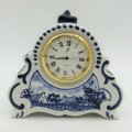 Vintage Delft mini porcelain quartz clock