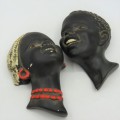 Pair of vintage wall hanging ethnic busts