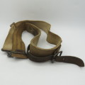 Unusual military webbing belt with leather strap - Length 98 cm