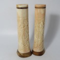 Big 5 slat and pepper shaker made from warthog tusks