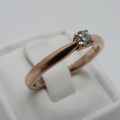 Browns 9kt Rose Gold diamond ring - diamond size appr 0.15ct - weighs 2.3g - size M/6
