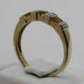 9kt Gold ring with citrines and small diamonds - weighs 2.0g - size N/7