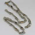 Costume necklace and bracelet silver color set with colored stones - Unused