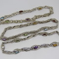 Costume lot of 3 silver look-alike bracelets with colored stones - Never used