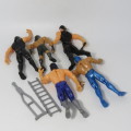 Lot of 5 plastic wrestling figurines