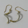 9kt Gold Spiral earrings with cubic zirconia`s - weighs 0.6g