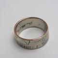 Ring made from 1971 American half dollar - Size U/V