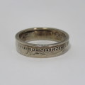Ring made from 1976 Seychelles coin - Size U 1/2