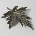Sterling Silver marcasite leaf brooch